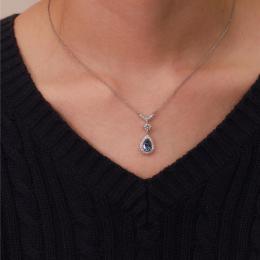 1 Karat London Blue Topaz Pırlantalı Kolye
