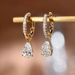1.15 Karat Damla Kesim Pırlanta Halka Küpe