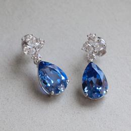 5.70 karat damla kesim Pırlanta ve Safir Taşlı Tasarım Küpe