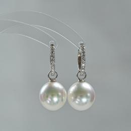 0.20 Karat Pırlantalı İncili Halka Küpe