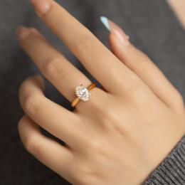 1 Karat Oval Kesim Sarı Altın Pırlanta Tektaş Yüzük