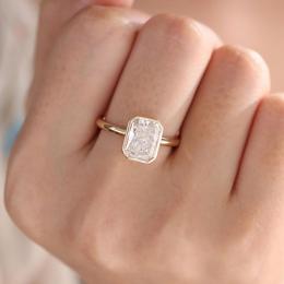 1 Karat Radiant Kesim Vintage Bezel Tasarım Pırlanta Tektaş Yüzük