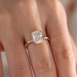 1 Karat Radiant Kesim Vintage Bezel Tasarım Pırlanta Tektaş Yüzük