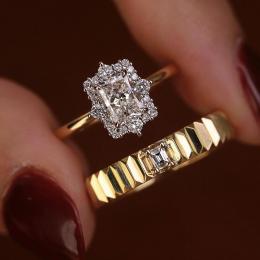 0.90 Karat Radiant Kesim D SI2 GIA Pırlanta Rose Tektaş Yüzük