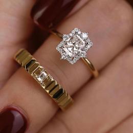 0.90 Karat Radiant Kesim D SI2 GIA Pırlanta Rose Tektaş Yüzük