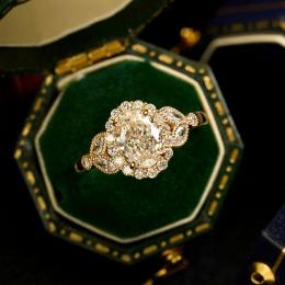 1.20 Karat Oval Kesim Pırlanta Vintage Tektaş Yüzük