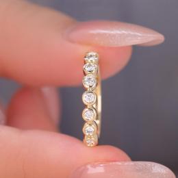 0.40 Karat Sarı Altın Bezel Tasarım Yarımtur Yüzük