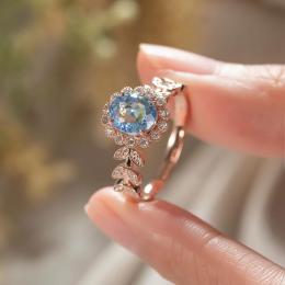 2.30 Karat Mavi Topaz Pırlantalı Yüzük