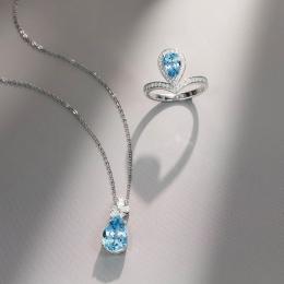 1.24 Karat Pırlantalı Akuamarin Tasarım Yüzük
