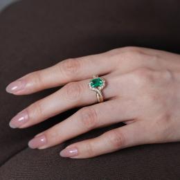 2 Karat Pırlantalı Zümrüt Tasarım Yüzük